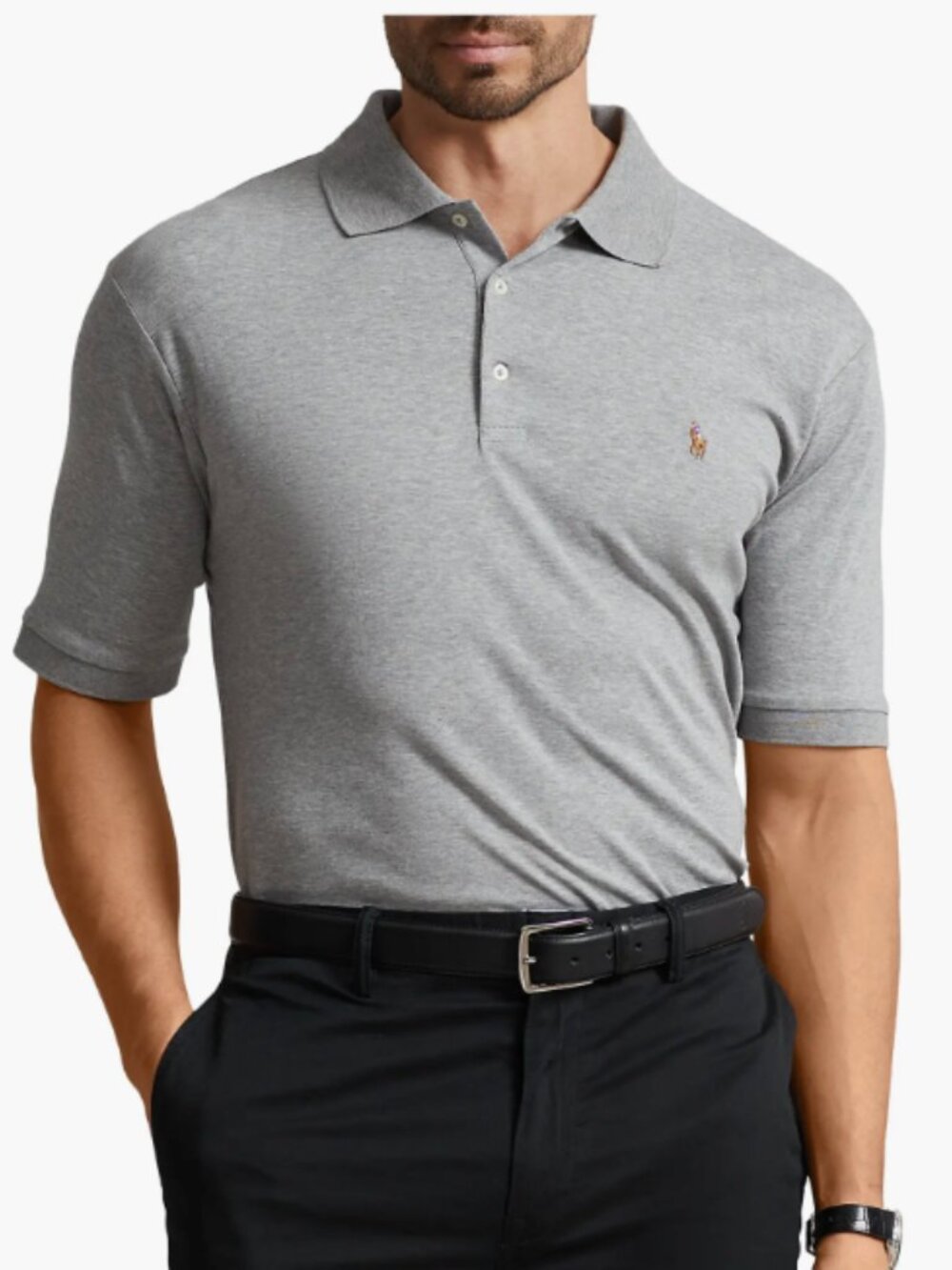 Polo by Ralph Lauren Shirt Big & Tall Soft Touch Cotton Polo Heather Gray